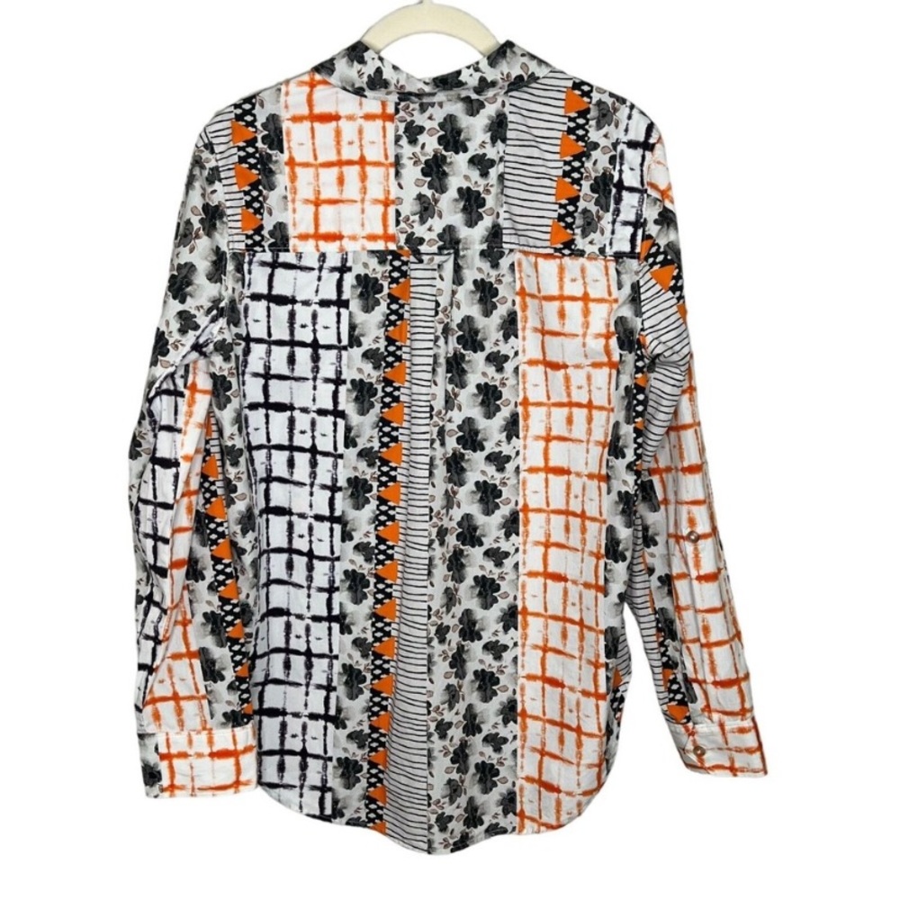 Anthro Maeve Mixed Media Motif Floral Abstract Print Button Down Blouse Shirt - Picture 7 of 11